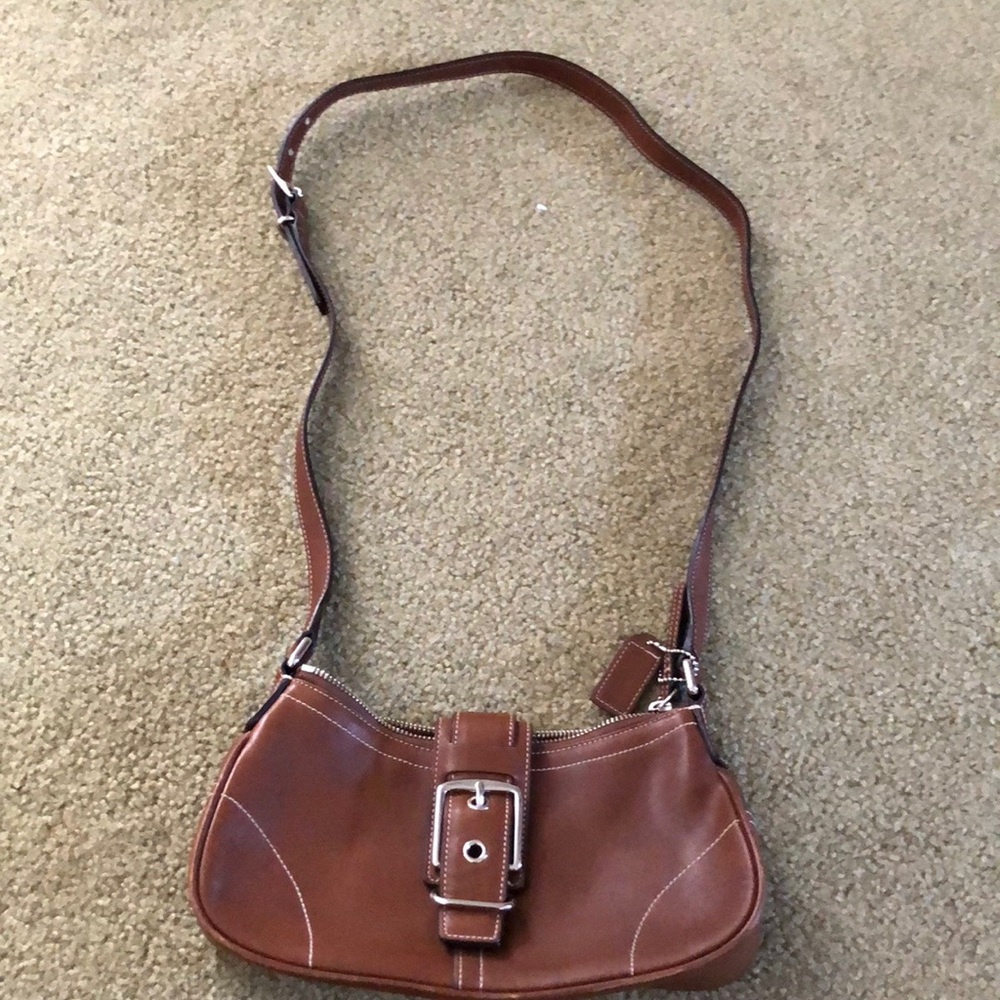 Coach brown leather shoulder bag